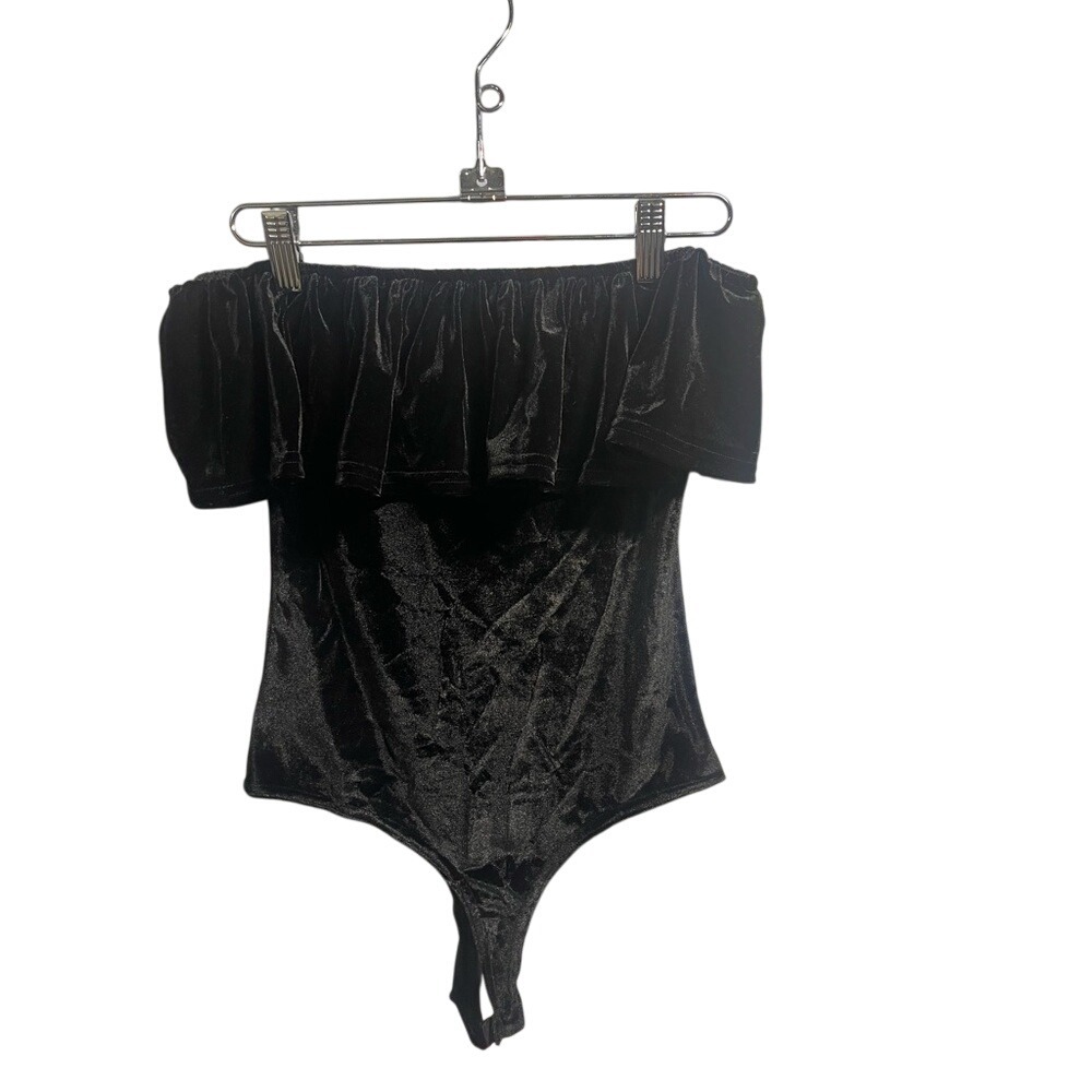 Nude‎ brand black VELVET BODYSUIT